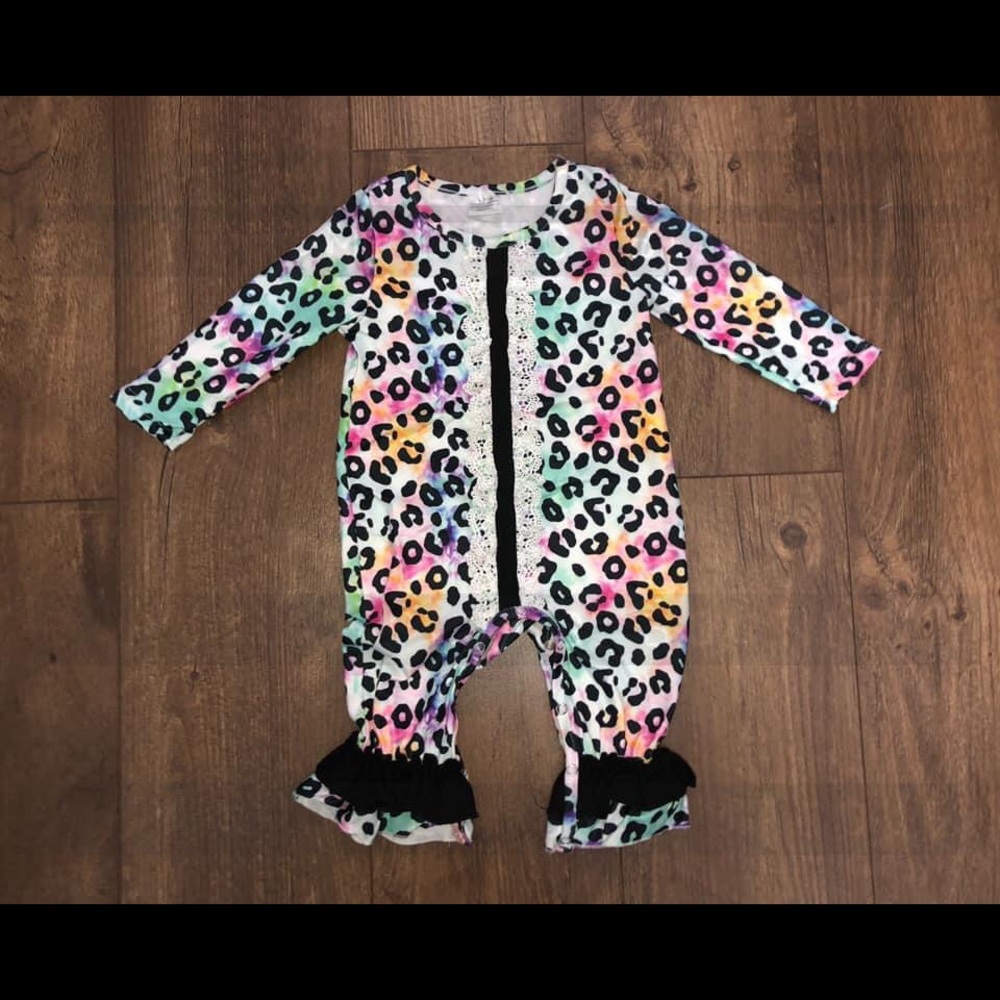 Tie Dye Cheetah print Romper
